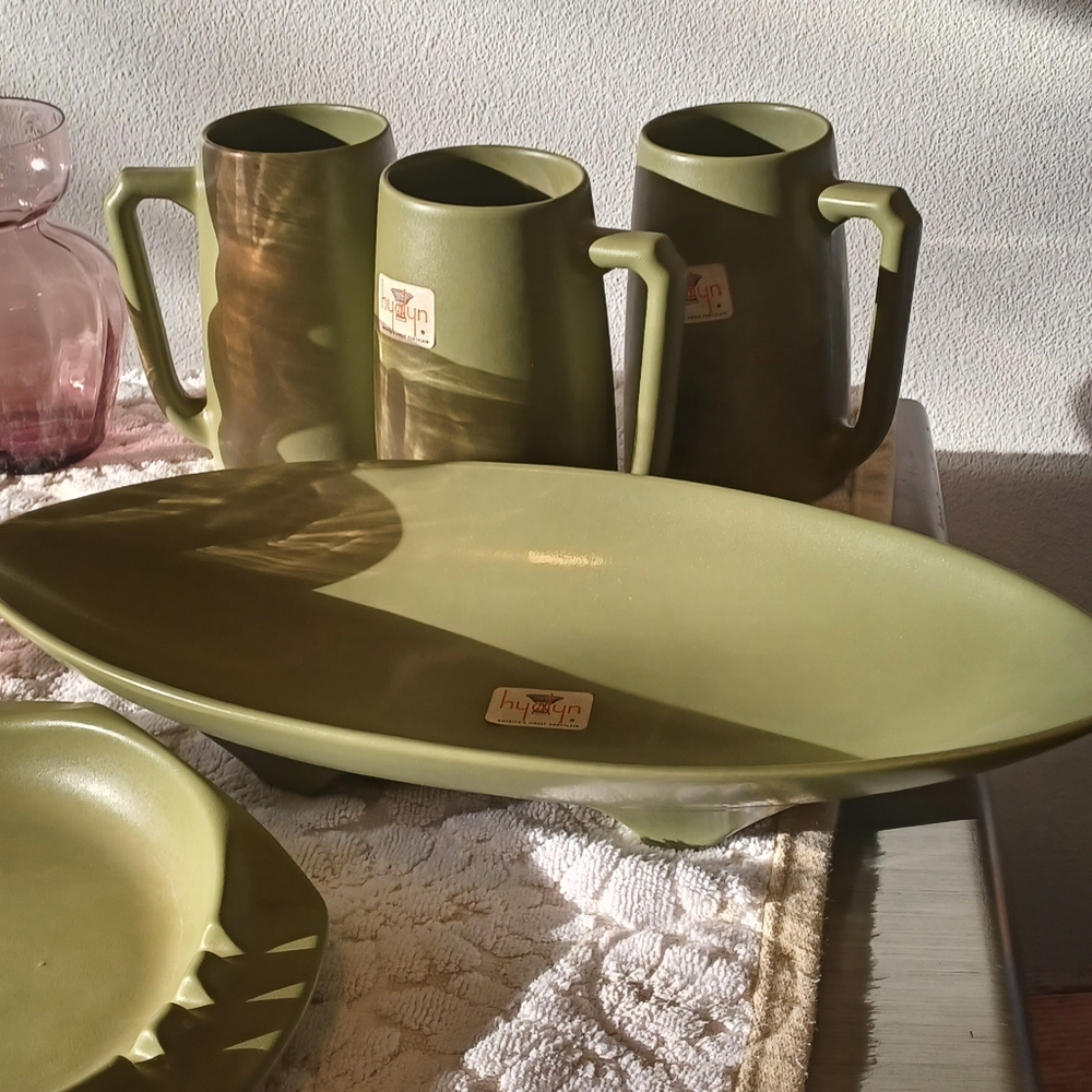 Rare Vintage Sage Green MCM Hyalyn USA Porcelain Collection